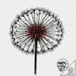 A detailed macro shot of a dandelion seed hea… – tattoo sketch (№1752993608_0, 20.07.2025 06:40) — tattoovalue.net