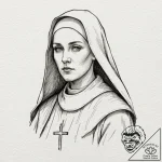 Nun, concept art for tattoo, sketch tattoo st… – tattoo sketch (№1752994452_0, 20.07.2025 06:54) — tattoovalue.net