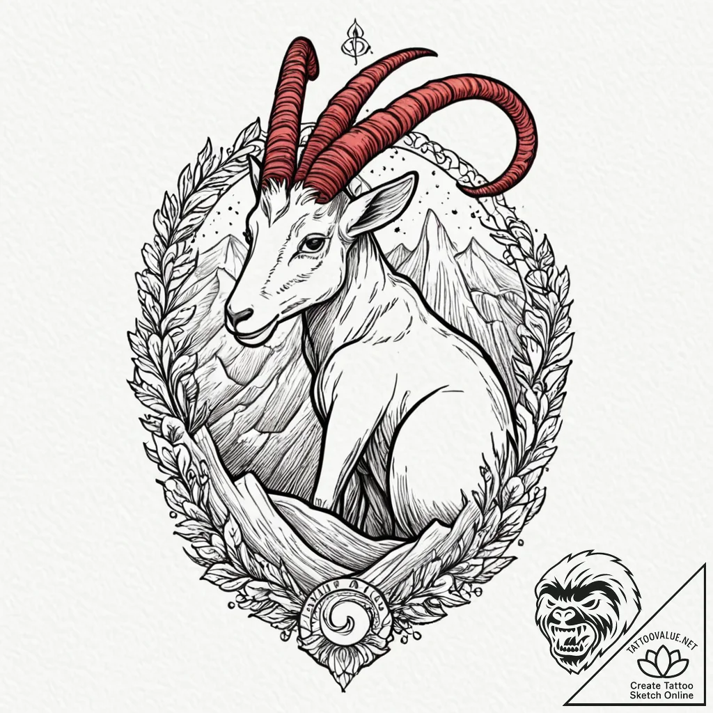 Tattoo design a capricorn goat-fish whose tai... - tattoo sketch (№1752994536_0, 20.07.2025 06:55) — tattoovalue.net
