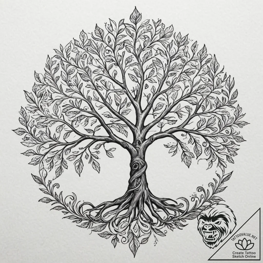 Tattoo sketch a tree with leaves for each sea... - tattoo sketch (№1752994621_0, 20.07.2025 06:57) — tattoovalue.net