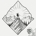 Tattoo sketch a mountain climber reaching a s… – tattoo sketch (№1752995300_0, 20.07.2025 07:08) — tattoovalue.net