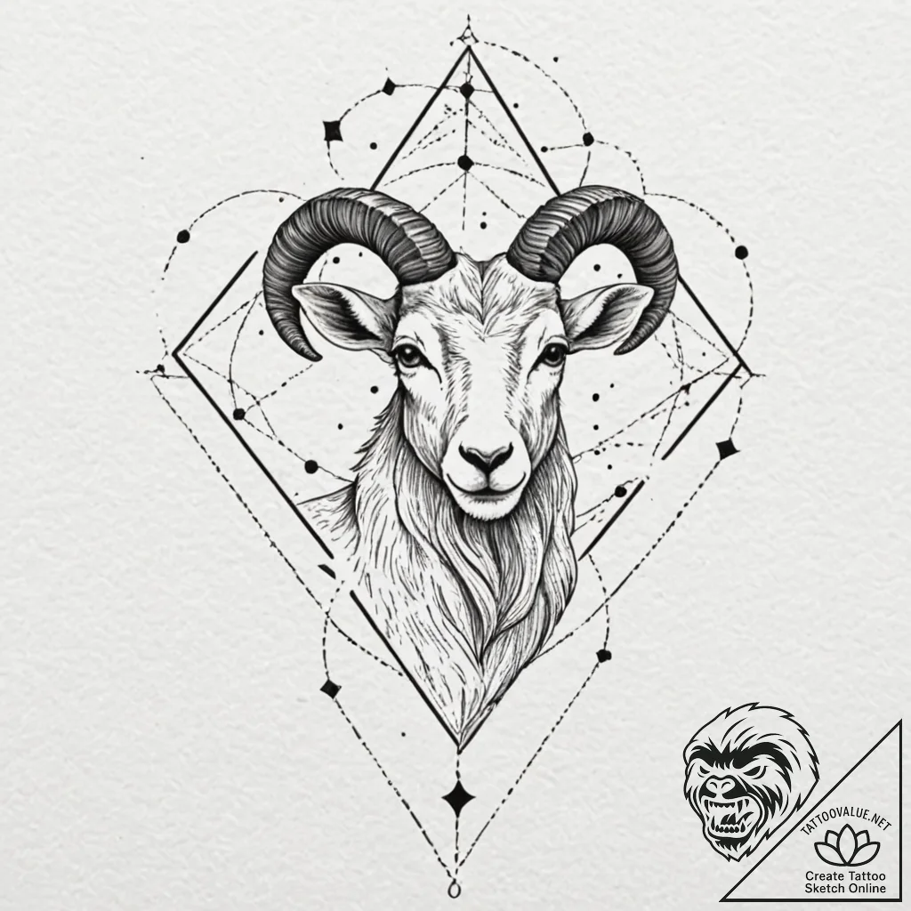 Tattoo design a capricorn constellation, with... - tattoo sketch (№1752995469_0, 20.07.2025 07:11) — tattoovalue.net