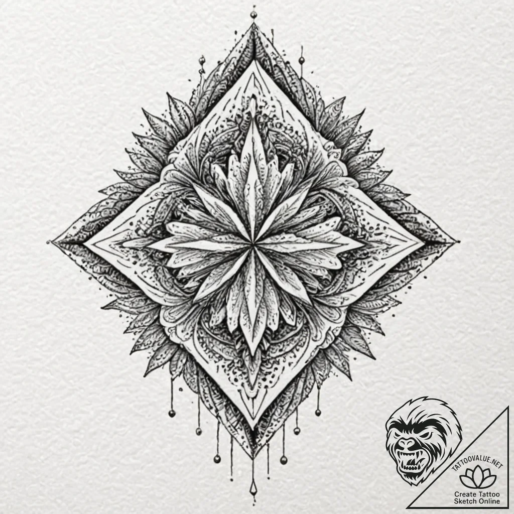 Tattoo design ice crystals forming a sharp, p... - tattoo sketch (№1752995638_0, 20.07.2025 07:13) — tattoovalue.net
