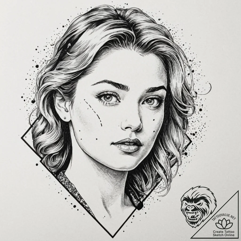 A trash polka portrait of laura palmer, wrapp... - tattoo sketch (№1752995723_0, 20.07.2025 07:15) — tattoovalue.net