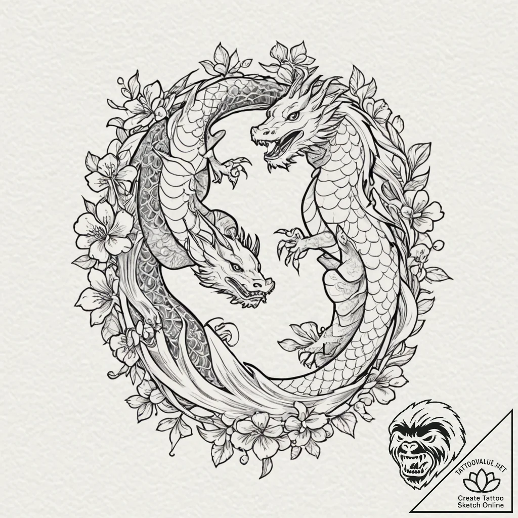 Tattoo design a pair of dancing figures in a... - tattoo sketch (№1752995807_0, 20.07.2025 07:16) — tattoovalue.net