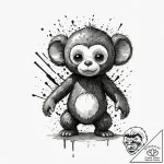 Cheburashka, ink illustration for tattoo, wat… – tattoo sketch (№1752996791_0, 20.07.2025 07:33) — tattoovalue.net