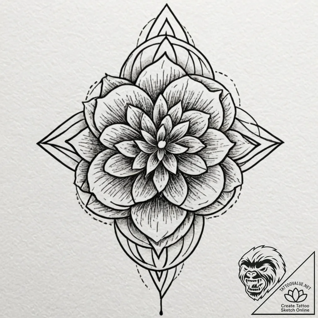 Flower of life, tattoo line art, on a clean w... - tattoo sketch (№1752997118_0, 20.07.2025 07:38) — tattoovalue.net