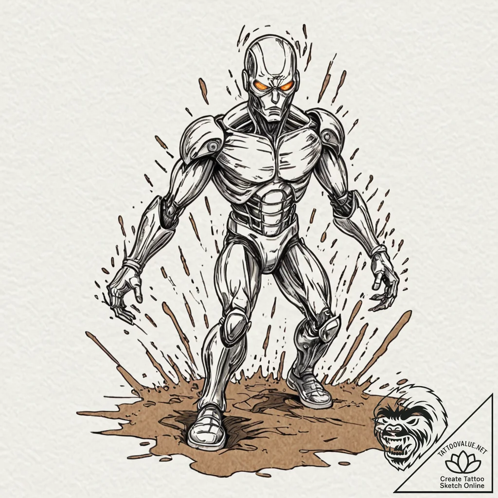 124. a graphic novel panel of the t-1000 emer... - tattoo sketch (№1752997287_0, 20.07.2025 07:41) — tattoovalue.net