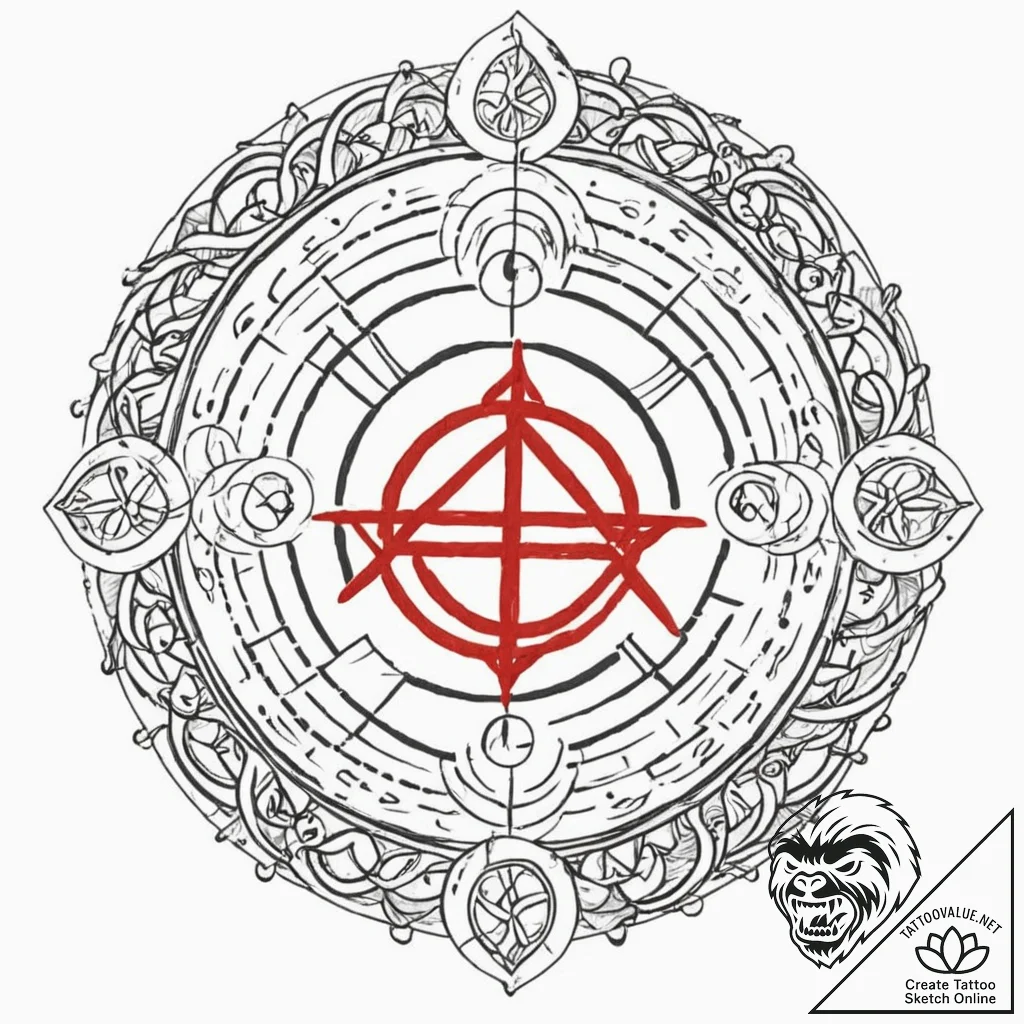 75. tattoo sketch: "raduga" rune surrounded b... - tattoo sketch (№1752997374_0, 20.07.2025 07:42) — tattoovalue.net