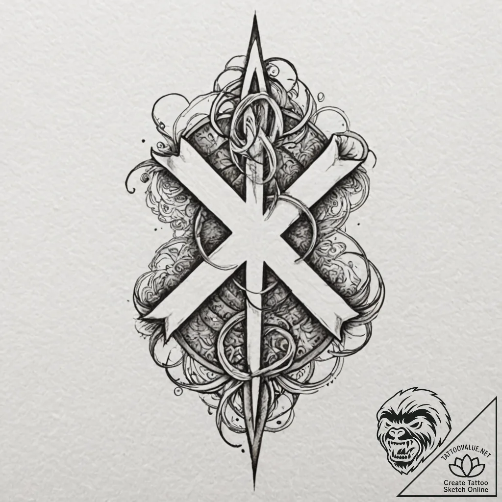 74. tattoo design: a minimalist "raduga" rune... - tattoo sketch (№1752997543_0, 20.07.2025 07:45) — tattoovalue.net