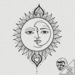 Tattoo design a hand-drawn sun and moon on op… – tattoo sketch (№1752997713_0, 20.07.2025 07:48) — tattoovalue.net