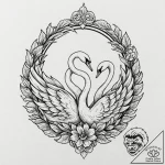Tattoo design: a pair of swans, sacred to lad… – tattoo sketch (№1752998051_0, 20.07.2025 07:54) — tattoovalue.net