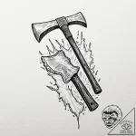 Tattoo sketch a climbing axe embedded in ice,… – tattoo sketch (№1752998135_0, 20.07.2025 07:55) — tattoovalue.net