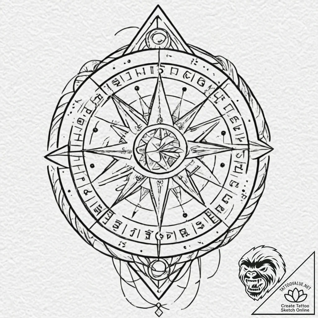 Tattoo design a zodiac glyph created by overl... - tattoo sketch (№1752998220_0, 20.07.2025 07:57) — tattoovalue.net