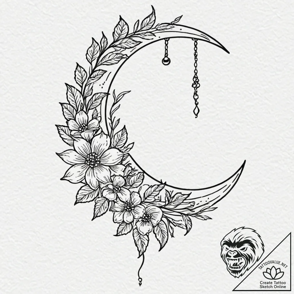 Tattoo design: a neo-traditional lunitsa, wit... - tattoo sketch (№1752999148_0, 20.07.2025 08:12) — tattoovalue.net