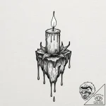 Tattoo design a single, dripping candle, evok… – tattoo sketch (№1752999233_0, 20.07.2025 08:13) — tattoovalue.net