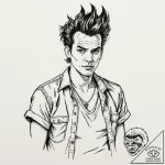 A neo-traditional portrait of ace ventura, wi… – tattoo sketch (№1752999318_0, 20.07.2025 08:15) — tattoovalue.net