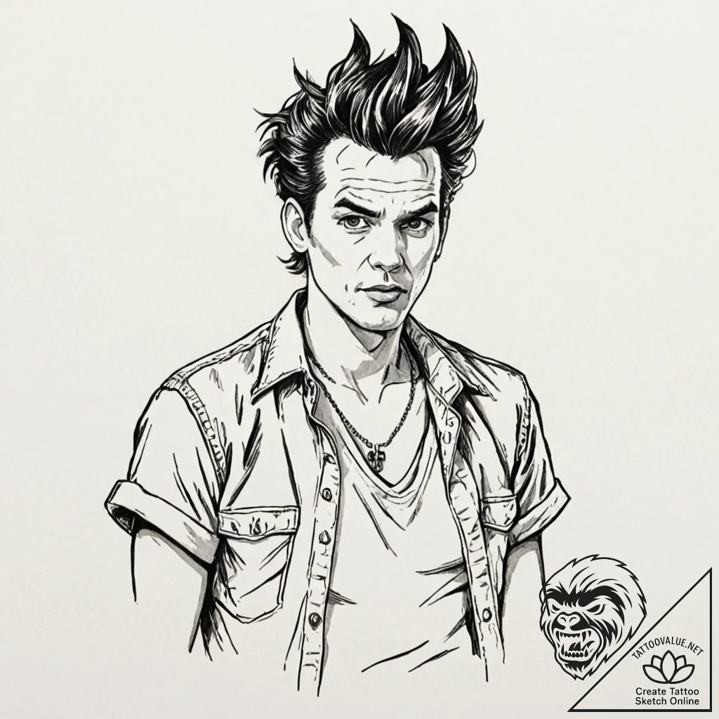 A neo-traditional portrait of ace ventura, wi... - tattoo sketch (№1752999318_0, 20.07.2025 08:15) — tattoovalue.net
