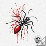 Ant, concept art for tattoo, black and red in… – tattoo sketch (№1753000076_0, 20.07.2025 08:27) — tattoovalue.net