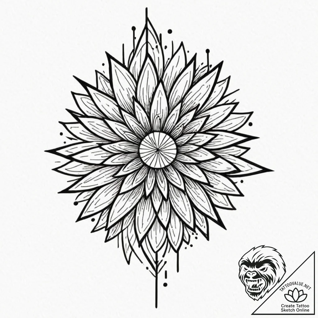 Tattoo sketch a vibrant burst of color from a... - tattoo sketch (№1753000158_0, 20.07.2025 08:29) — tattoovalue.net