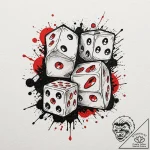 Dice, artistic tattoo sketch, new school tatt… – tattoo sketch (№1753000330_0, 20.07.2025 08:32) — tattoovalue.net