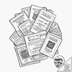 A pile of old, worn-out passports., artistic… – tattoo sketch (№1753000413_0, 20.07.2025 08:33) — tattoovalue.net