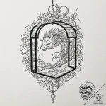 Tattoo sketch a key unlocking a birdcage, wit… – tattoo sketch (№1753000835_0, 20.07.2025 08:40) — tattoovalue.net