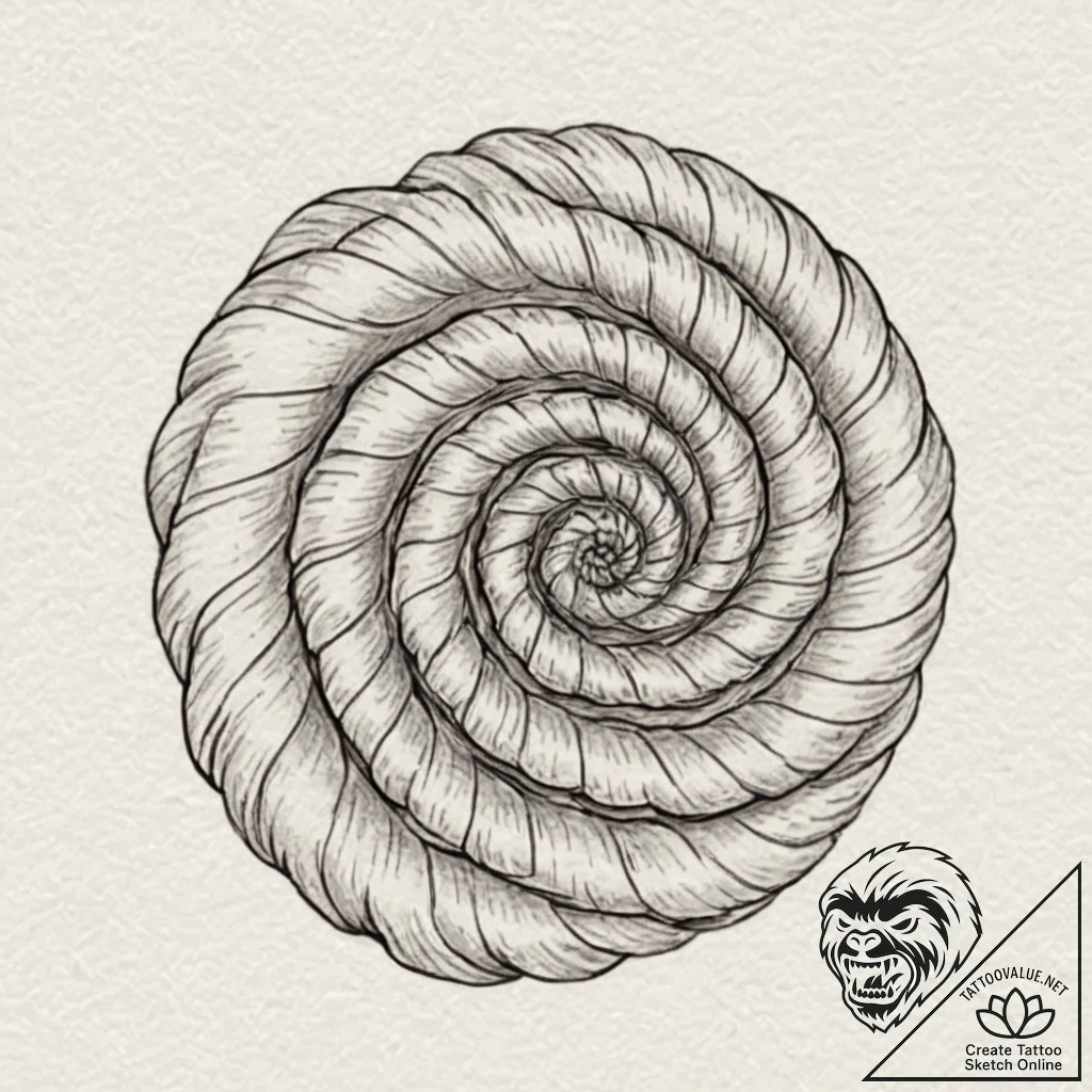 Spiral, artistic tattoo sketch, on a clean wh... - tattoo sketch (№1753001344_0, 20.07.2025 08:49) — tattoovalue.net