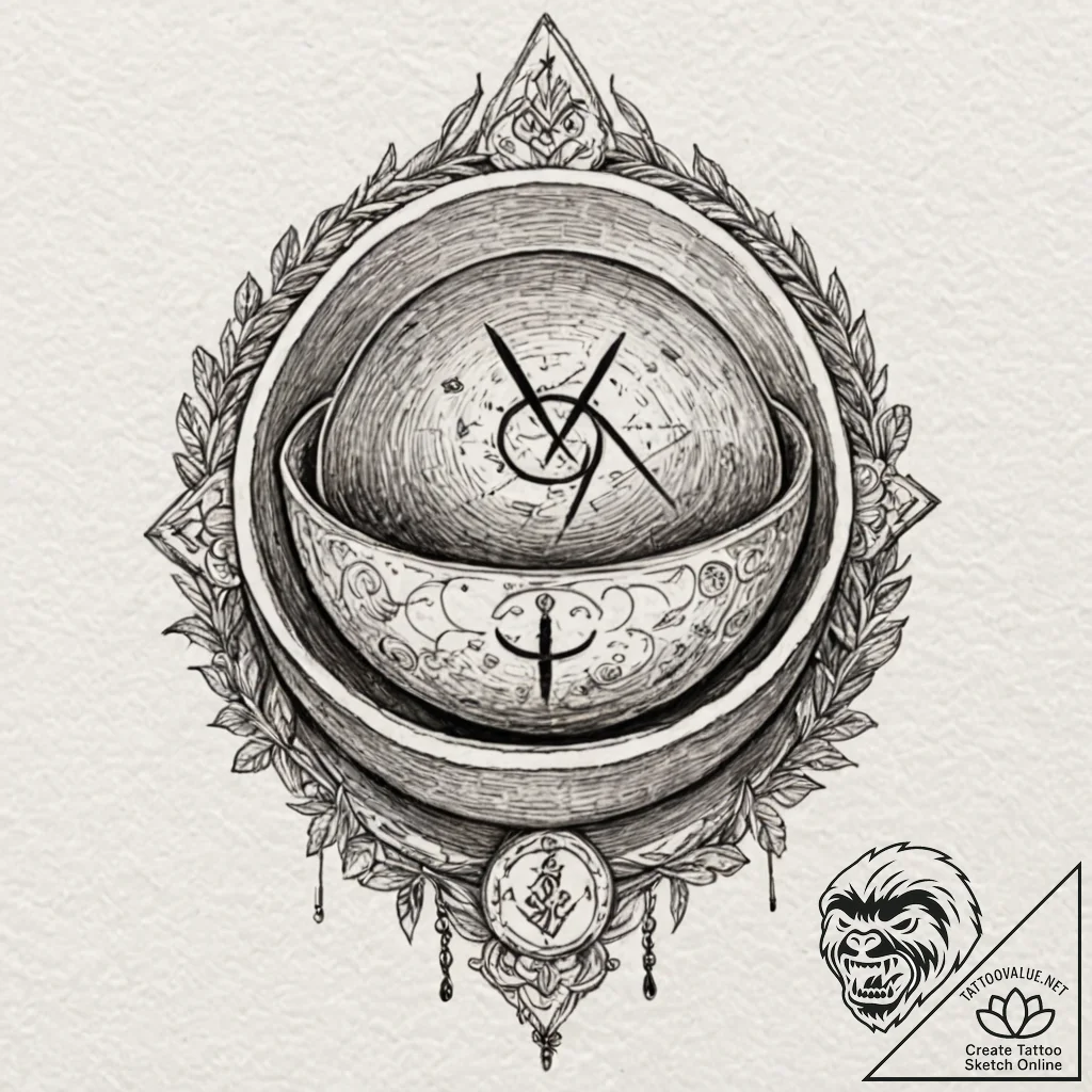 88. tattoo sketch: "treba" rune integrated in... - tattoo sketch (№1753001683_0, 20.07.2025 08:54) — tattoovalue.net