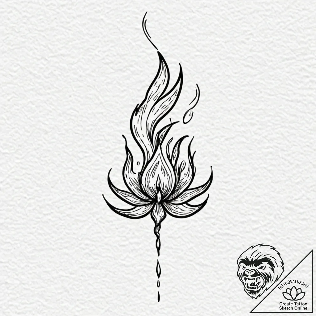 Tattoo sketch a powerful, abstract flame., ta... - tattoo sketch (№1753002019_0, 20.07.2025 09:00) — tattoovalue.net