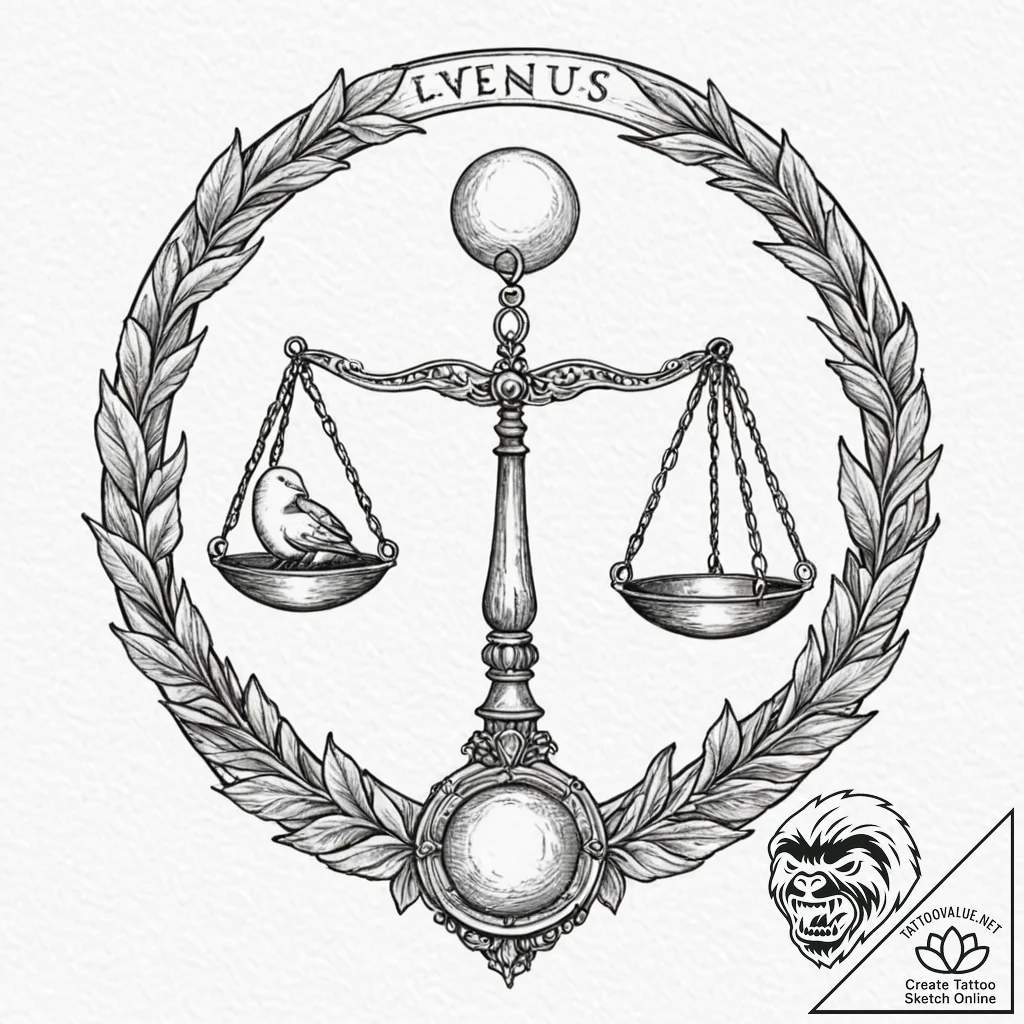 Tattoo sketch libra's scales, perfectly balan... - tattoo sketch (№1753002951_0, 20.07.2025 09:15) — tattoovalue.net