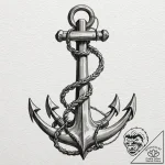 Anchor, artistic tattoo sketch, realistic bla… – tattoo sketch (№1753003543_0, 20.07.2025 09:25) — tattoovalue.net