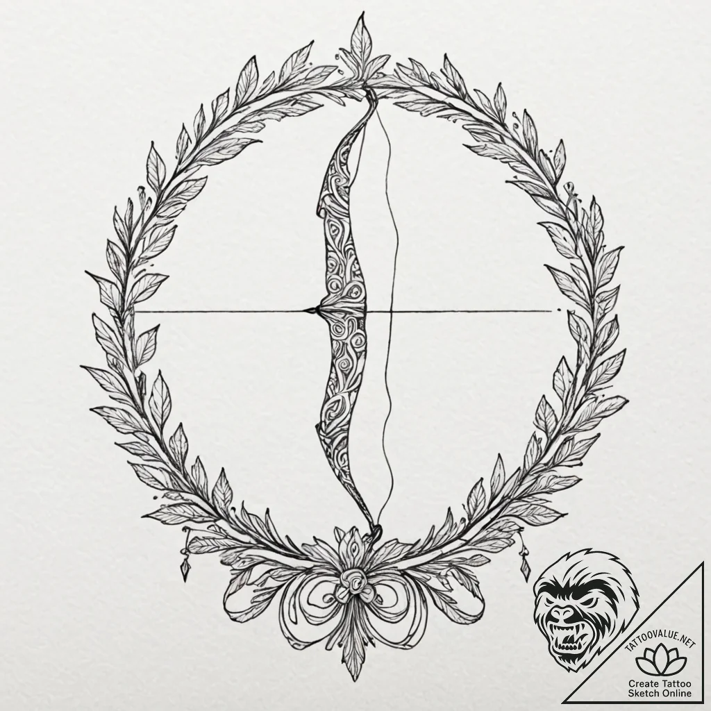 Tattoo sketch a sagittarius archer, the bow i... - tattoo sketch (№1753003711_0, 20.07.2025 09:28) — tattoovalue.net