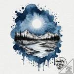 Tattoo design a deep, moody blue watercolor s… – tattoo sketch (№1753003879_0, 20.07.2025 09:31) — tattoovalue.net