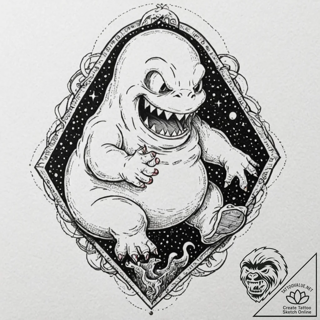 A sketch of slimer the ghost,, tattoo flash s... - tattoo sketch (№1753003964_0, 20.07.2025 09:32) — tattoovalue.net