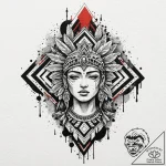 Aztec, artistic tattoo sketch, on a clean whi… – tattoo sketch (№1753004049_0, 20.07.2025 09:34) — tattoovalue.net