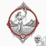 Tattoo sketch aquarius’s water-bearer, with t… – tattoo sketch (№1753004724_0, 20.07.2025 09:45) — tattoovalue.net