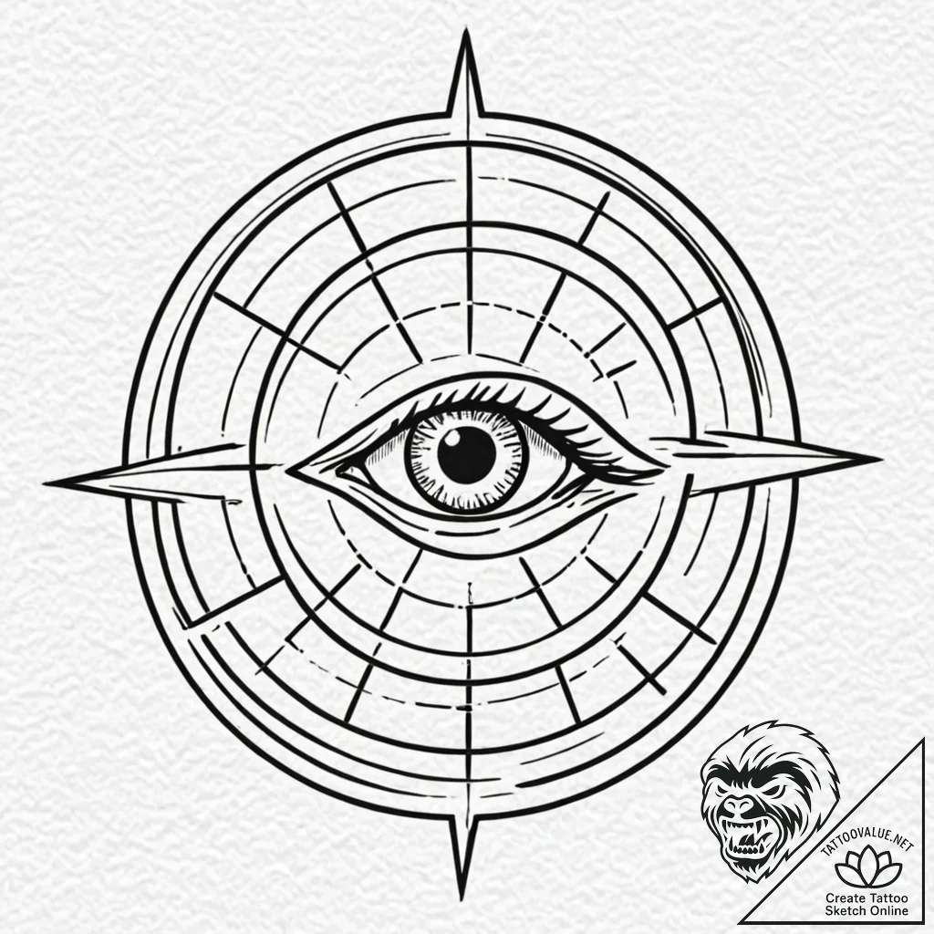 Tattoo sketch a focused eye with a target ret... - tattoo sketch (№1753004810_0, 20.07.2025 09:46) — tattoovalue.net