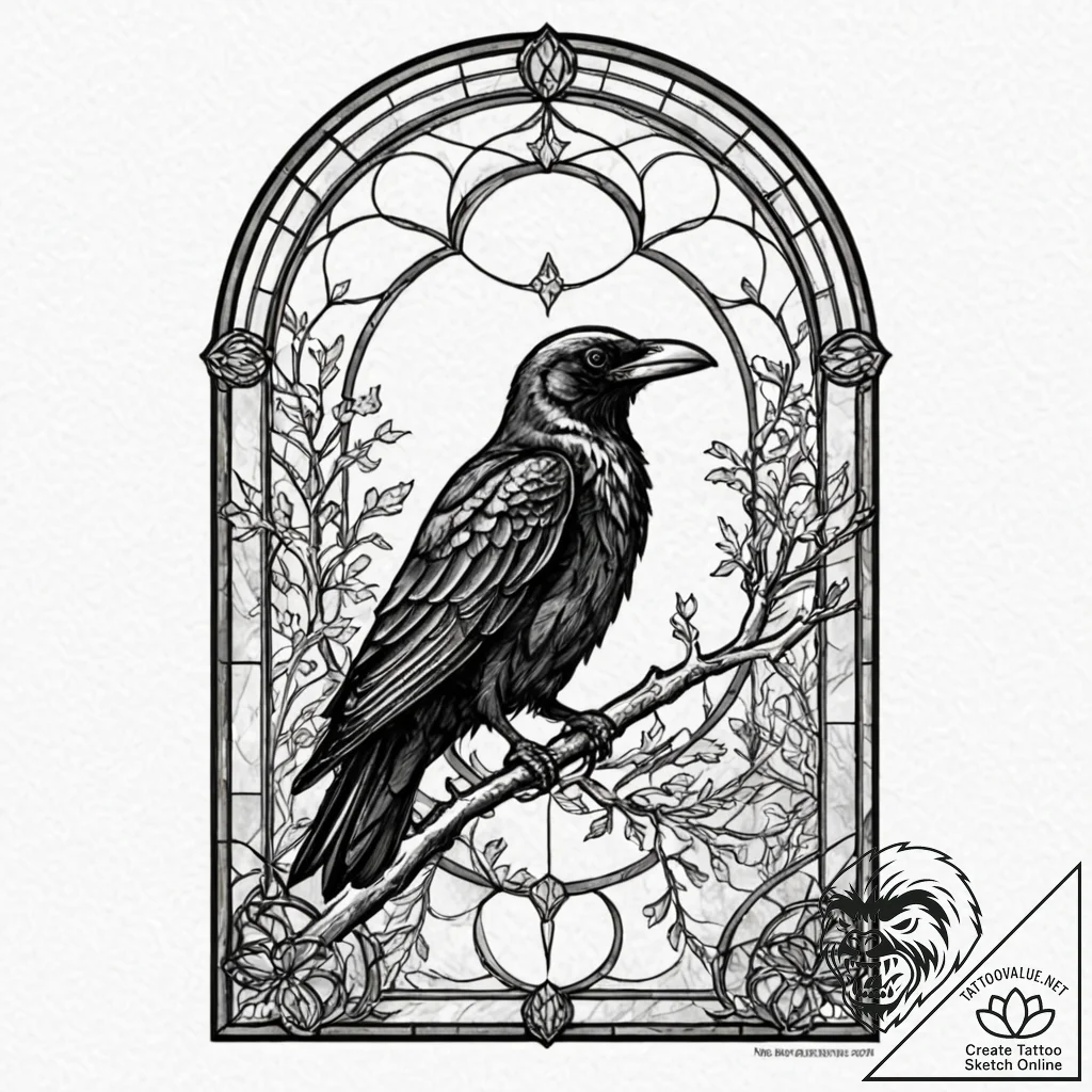 A linework design of the nevermore academy st... - tattoo sketch (№1753005619_0, 20.07.2025 10:00) — tattoovalue.net