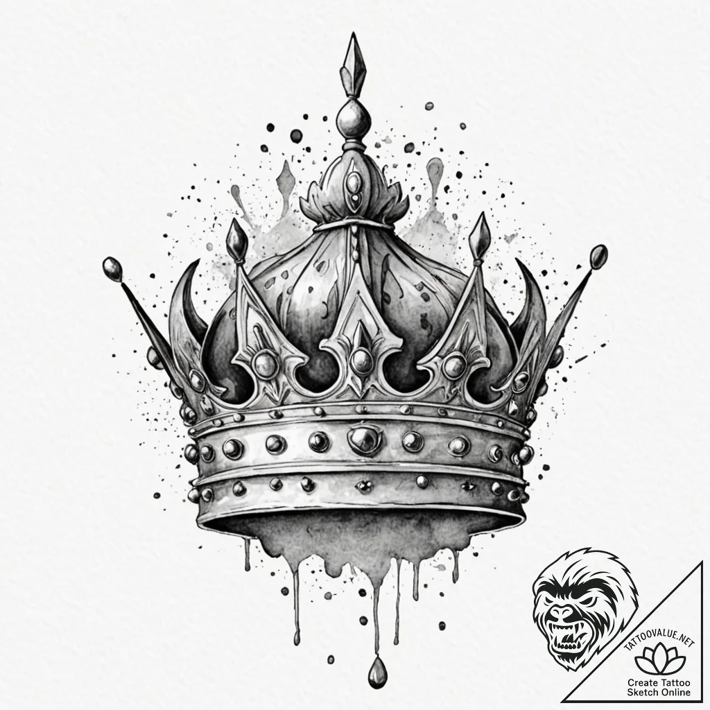 Crown, tattoo flash sheet design, on a clean... - tattoo sketch (№1753007226_0, 20.07.2025 10:27) — tattoovalue.net