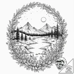 Tattoo design a glitching landscape that melt… – tattoo sketch (№1753007310_0, 20.07.2025 10:28) — tattoovalue.net