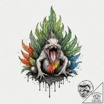 A watercolor sketch of a mandrake screaming.,… – tattoo sketch (№1753007395_0, 20.07.2025 10:29) — tattoovalue.net