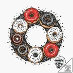 Donut, concept art for tattoo, trash polka ta… – tattoo sketch (№1753007564_0, 20.07.2025 10:32) — tattoovalue.net