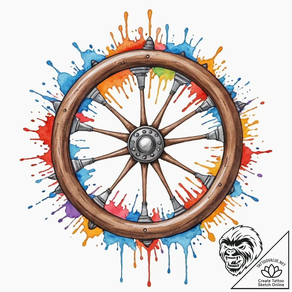 Steering wheel, tattoo flash sheet design, on... - tattoo sketch (№1753007646_0, 20.07.2025 10:34) — tattoovalue.net
