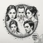 A trash polka portrait of the main characters… – tattoo sketch (№1753008153_0, 20.07.2025 10:42) — tattoovalue.net