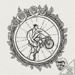 A person repairing a bicycle tire., artistic… – tattoo sketch (№1753008408_0, 20.07.2025 10:46) — tattoovalue.net