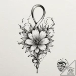 Tattoo sketch a flower whose stem is a musica… – tattoo sketch (№1753008918_0, 20.07.2025 10:55) — tattoovalue.net
