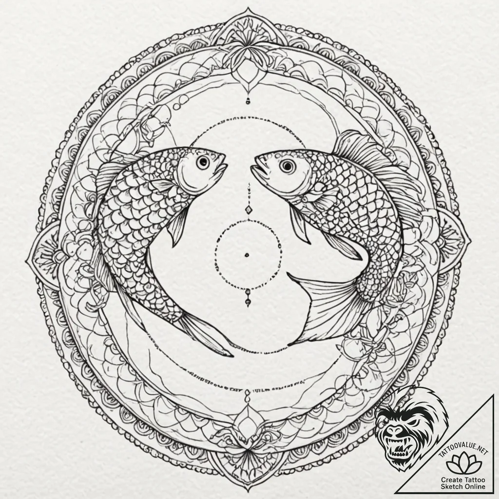 Tattoo design realistic pisces fish, scales s... - tattoo sketch (№1753009171_0, 20.07.2025 10:59) — tattoovalue.net
