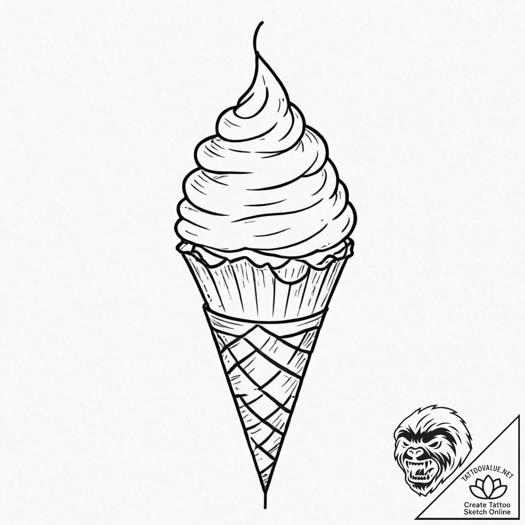Tattoo design a tiny, stylized cupcake or ice... - tattoo sketch (№1753009510_0, 20.07.2025 11:05) — tattoovalue.net