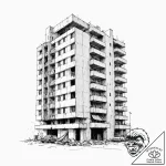 The stark, brutalist architecture of a govern… – tattoo sketch (№1753009846_0, 20.07.2025 11:10) — tattoovalue.net